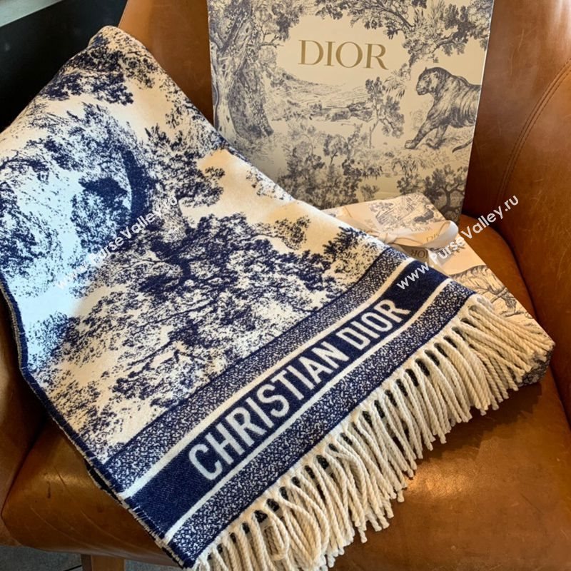 Dior Fierce Blanket in Blue Toile de Jouy Cashmere and Wool 2020 (WNS-20111732)