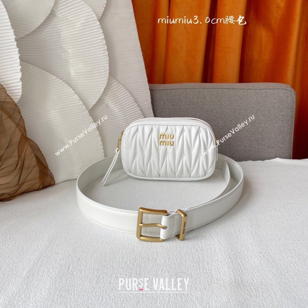 Miu Miu Belt Bag 3cm M62511 White 2024 (YANG-24062512)