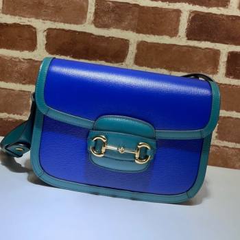 Gucci Horsebit 1955 Shoulder Bag 602204 Blue/Turquoise 2021 (DLH-21072606)