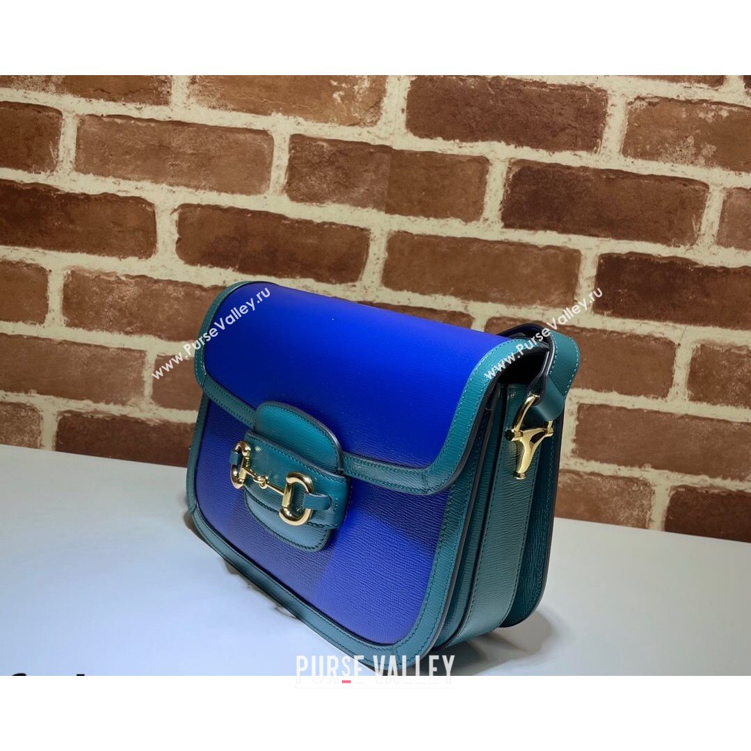 Gucci Horsebit 1955 Shoulder Bag 602204 Blue/Turquoise 2021 (DLH-21072606)