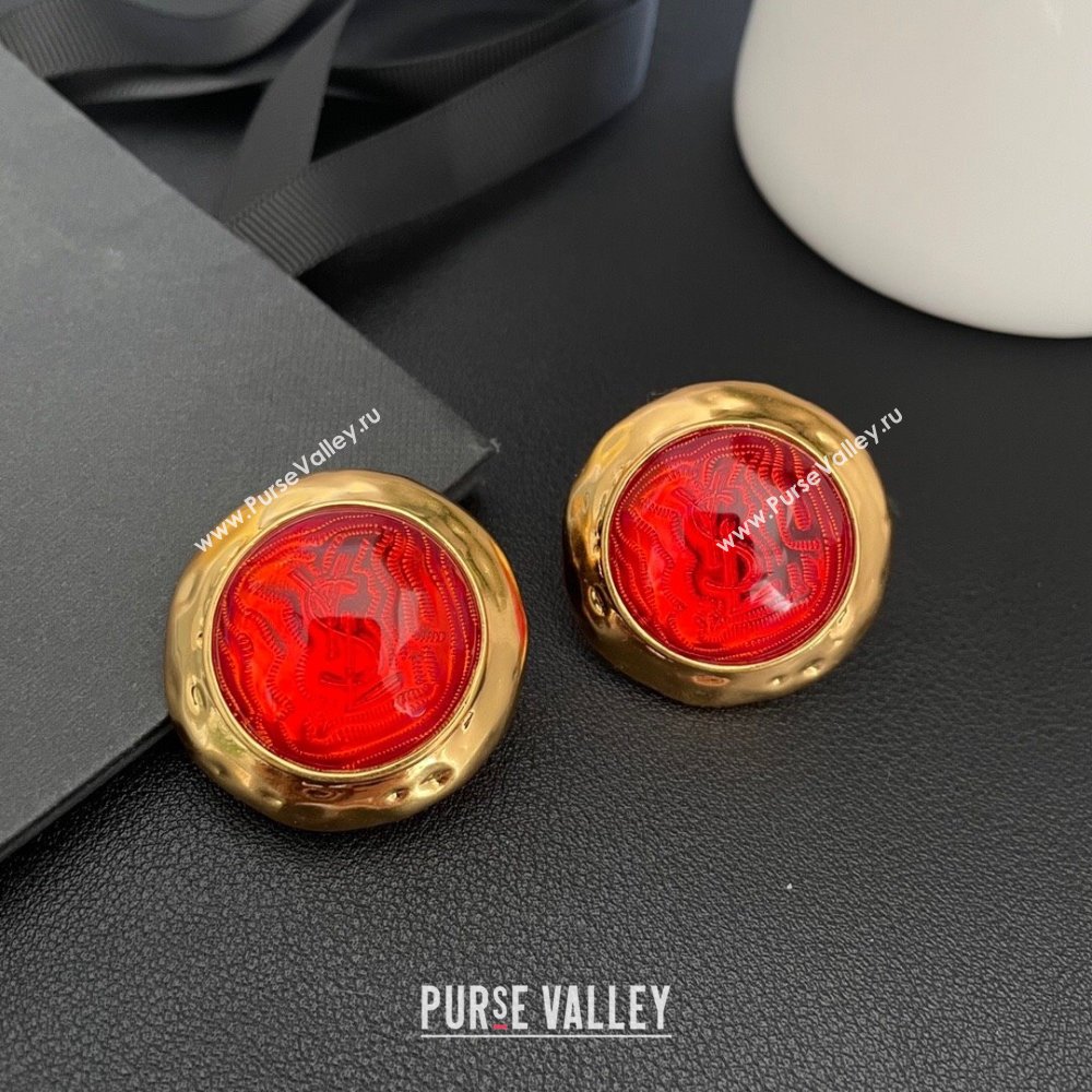Saint Laurent Clip-on Earrings S0425226 Red 2024 (YF-24042526)