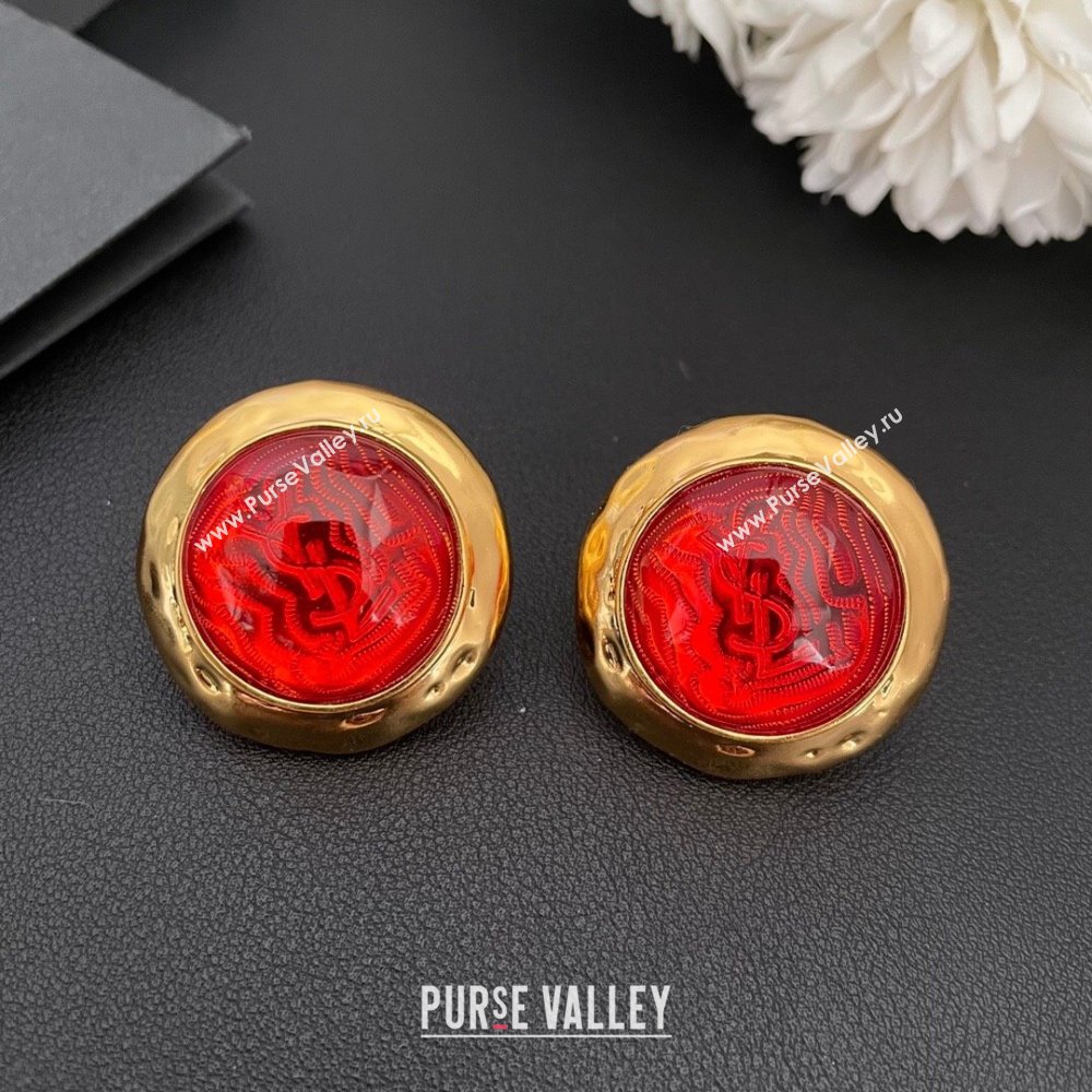 Saint Laurent Clip-on Earrings S0425226 Red 2024 (YF-24042526)