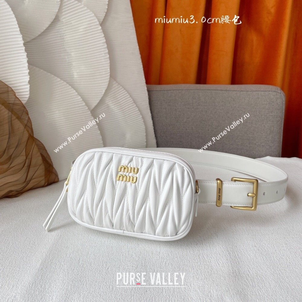 Miu Miu Belt Bag 3cm M62511 White 2024 (YANG-24062512)