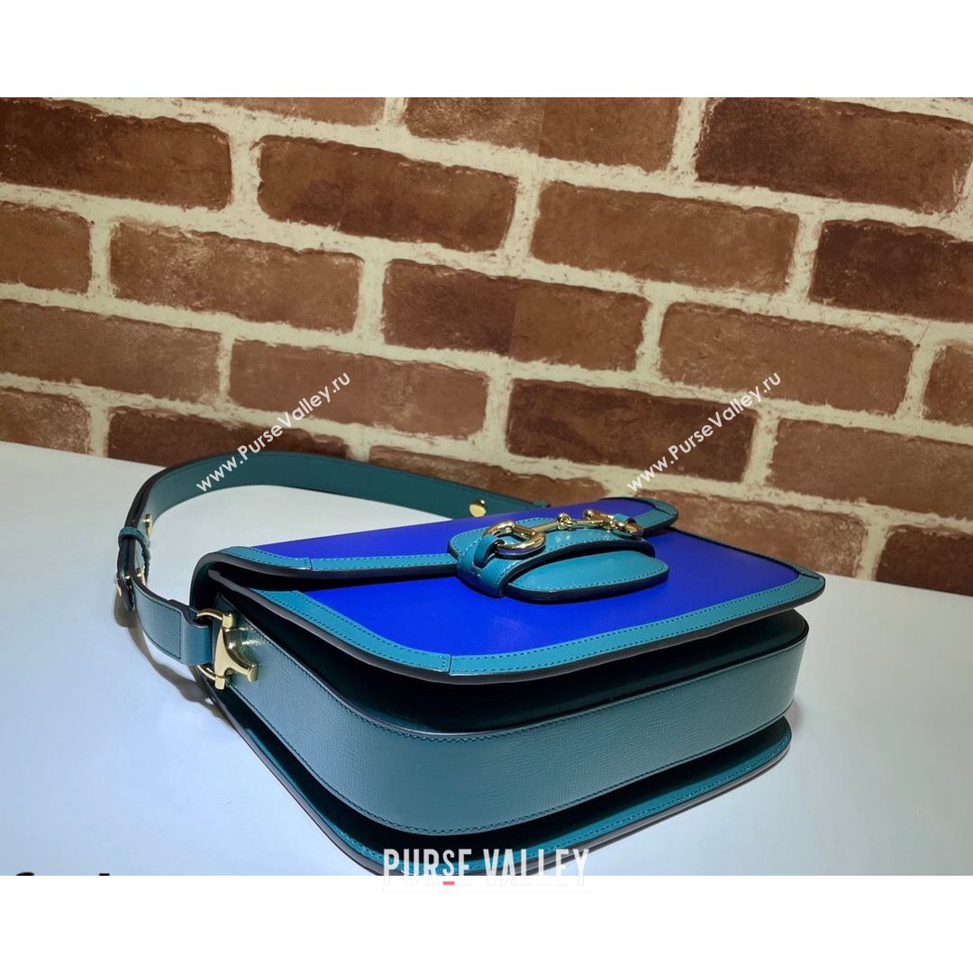 Gucci Horsebit 1955 Shoulder Bag 602204 Blue/Turquoise 2021 (DLH-21072606)