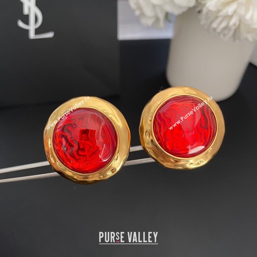 Saint Laurent Clip-on Earrings S0425226 Red 2024 (YF-24042526)