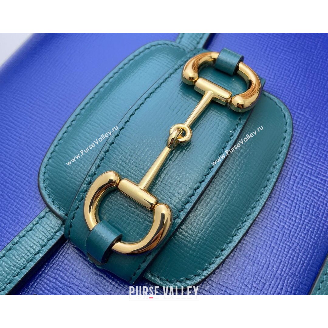 Gucci Horsebit 1955 Shoulder Bag 602204 Blue/Turquoise 2021 (DLH-21072606)