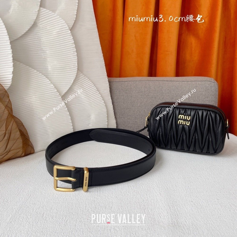 Miu Miu Belt Bag 3cm M62511 Black 2024 (YANG-24062513)