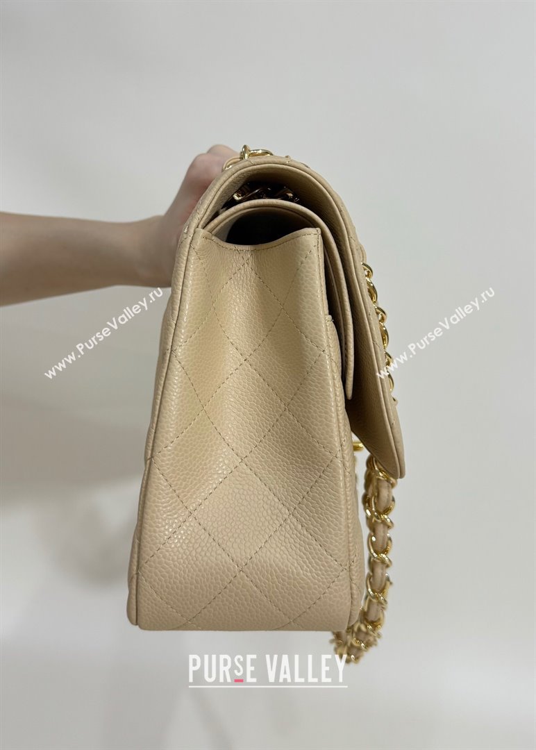 Chanel Quilted Grained Calfskin Jumbo Flap Bag 30cm A01113 Beige/Gold 2024 (YUND-24111908)