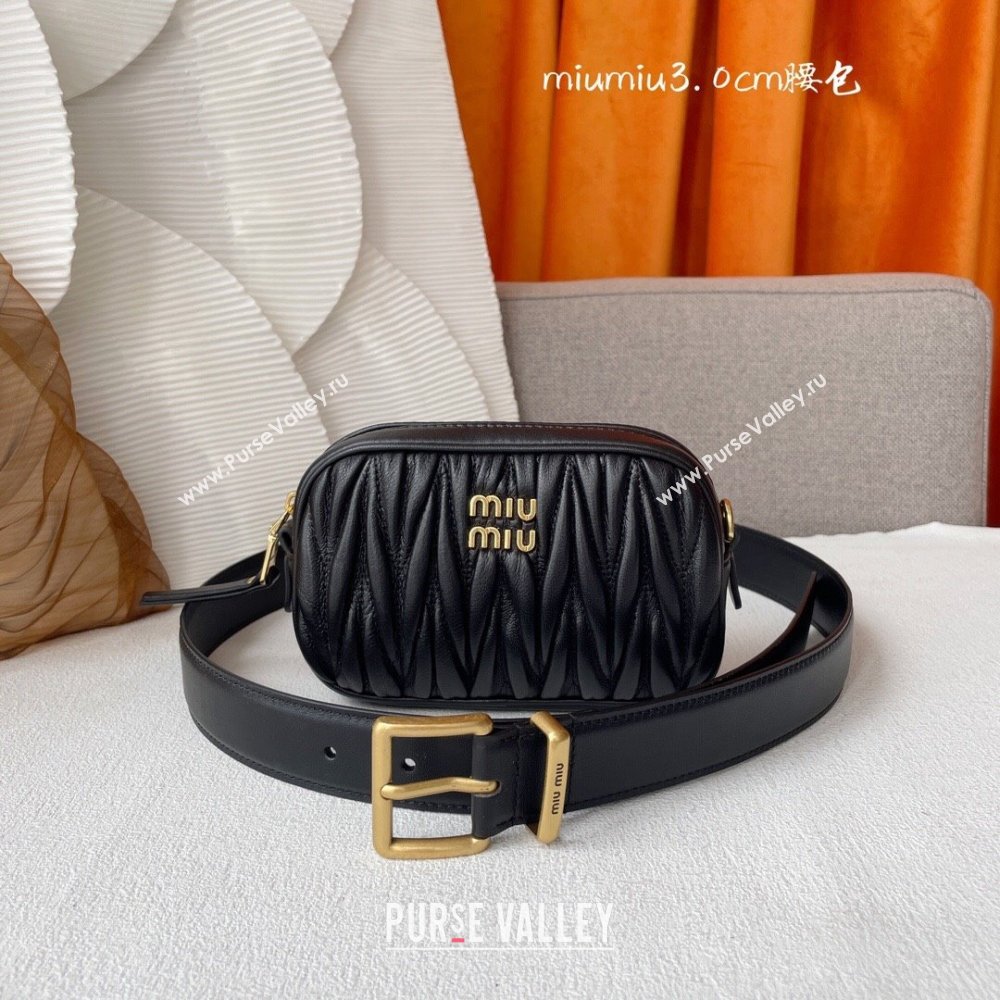 Miu Miu Belt Bag 3cm M62511 Black 2024 (YANG-24062513)