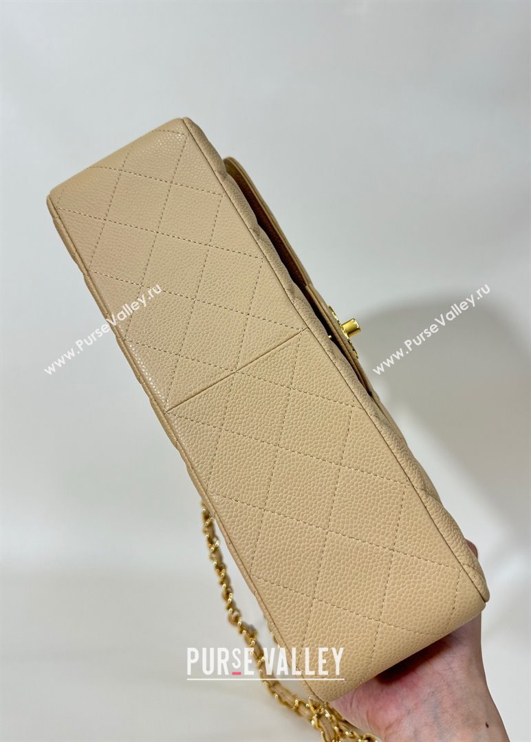 Chanel Quilted Grained Calfskin Jumbo Flap Bag 30cm A01113 Beige/Gold 2024 (YUND-24111908)