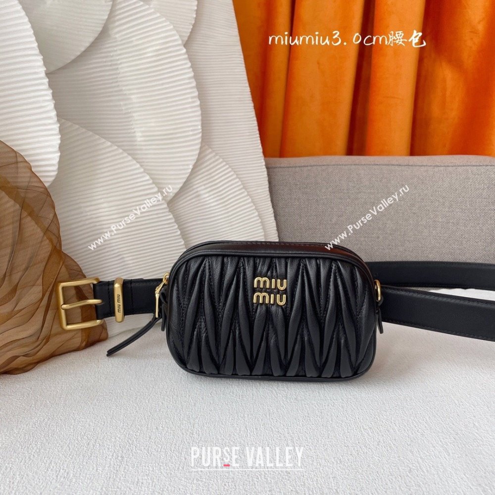 Miu Miu Belt Bag 3cm M62511 Black 2024 (YANG-24062513)