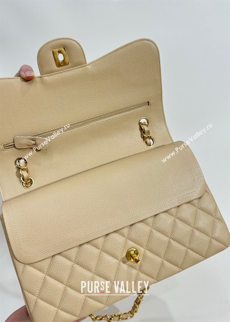 Chanel Quilted Grained Calfskin Jumbo Flap Bag 30cm A01113 Beige/Gold 2024 (YUND-24111908)