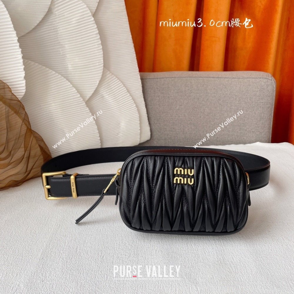 Miu Miu Belt Bag 3cm M62511 Black 2024 (YANG-24062513)