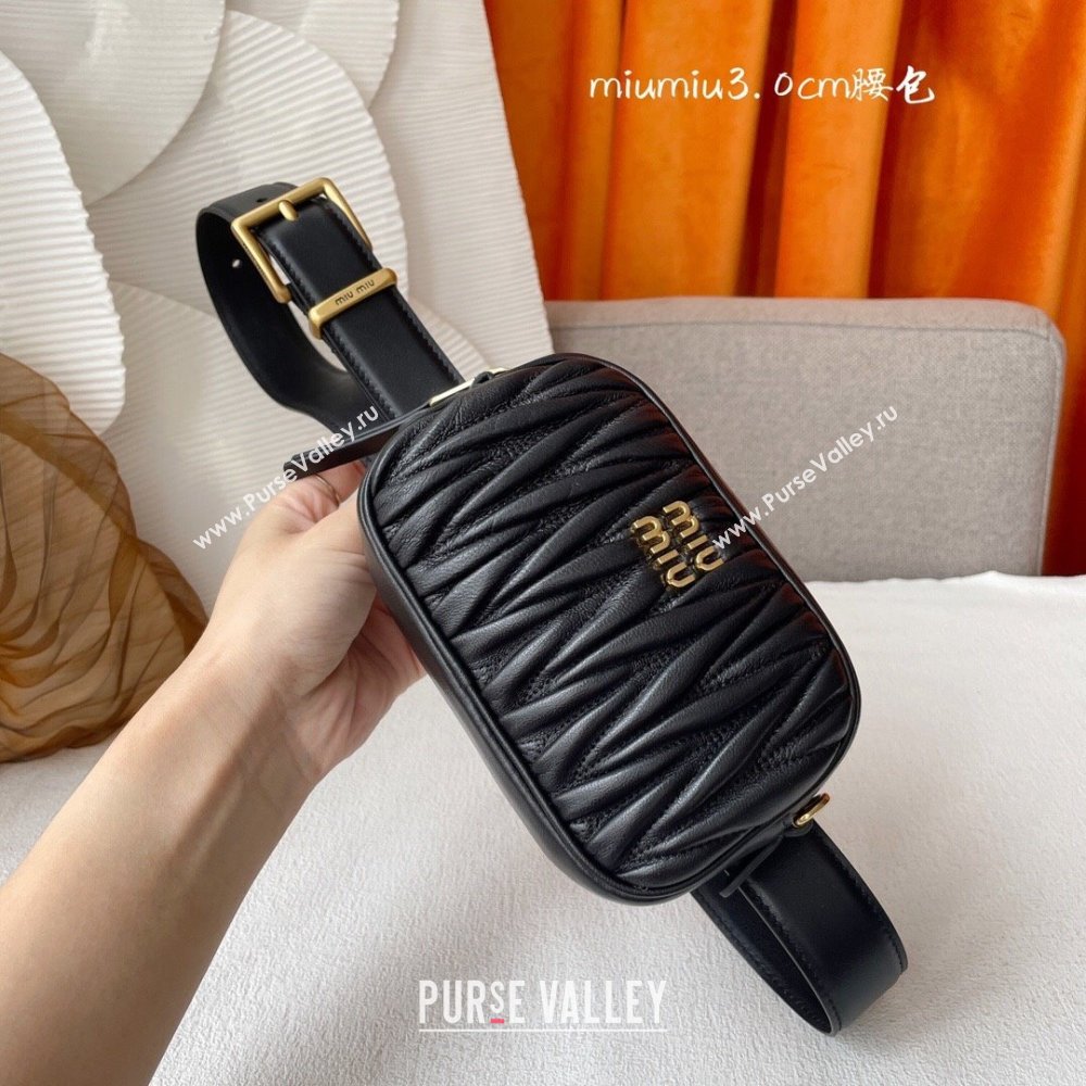 Miu Miu Belt Bag 3cm M62511 Black 2024 (YANG-24062513)