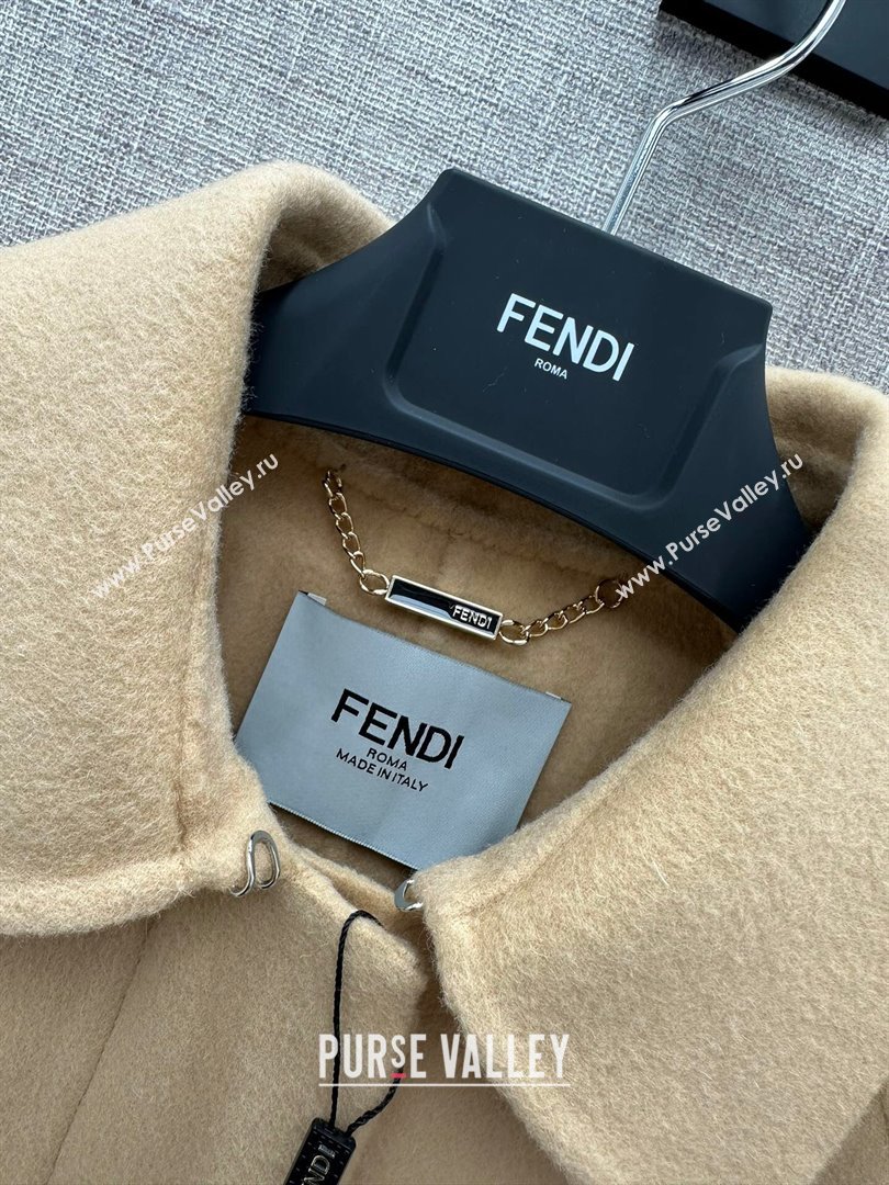 Fendi Coat with Mink Fur Pocket P102315 Brown 2023 (Q-23102315)