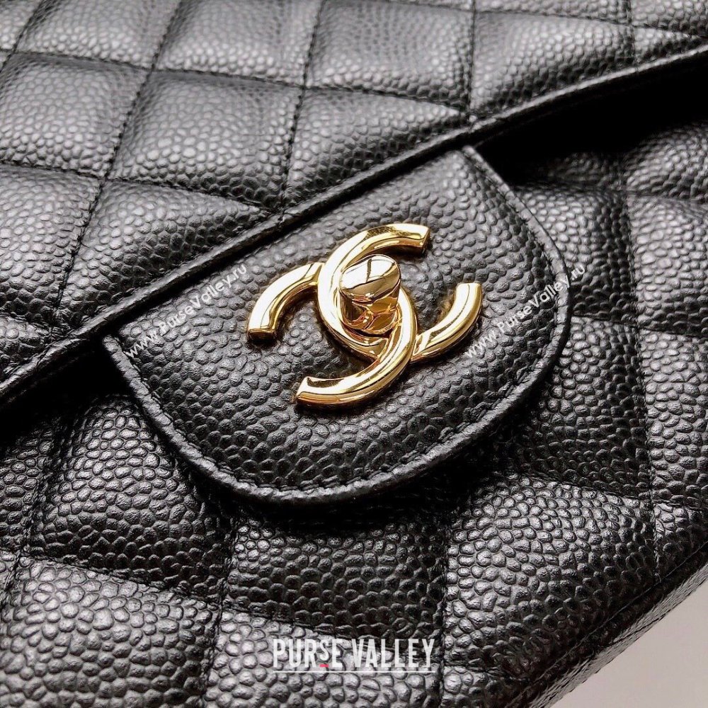 Chanel Quilted Grained Calfskin Jumbo Flap Bag 30cm A01113 Black/Gold 2024 (YUND-24111906)