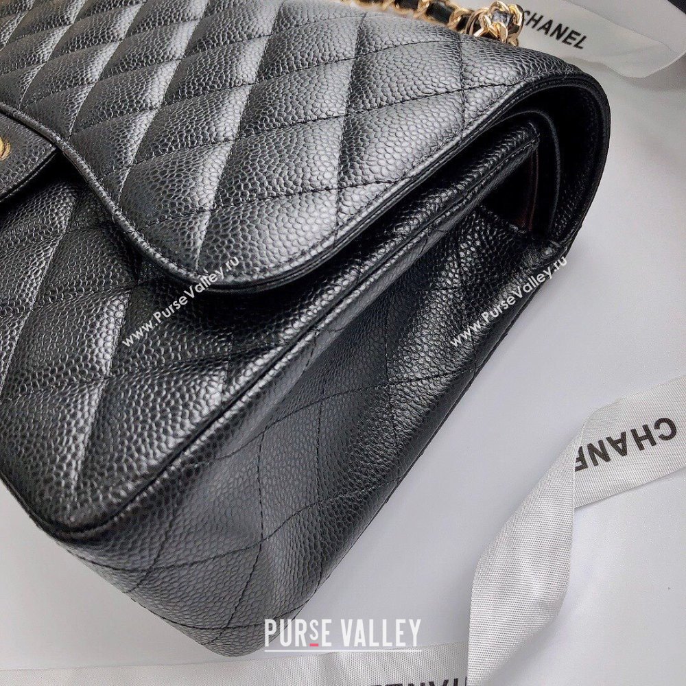 Chanel Quilted Grained Calfskin Jumbo Flap Bag 30cm A01113 Black/Gold 2024 (YUND-24111906)