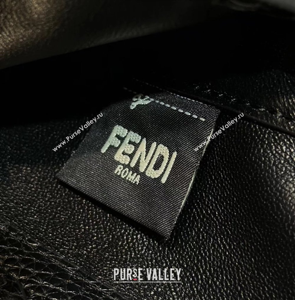 Fendi Baguette Mini Selleria bag with topstitches in Grained Calfskin Black 2024 8610S (CL-241213009)