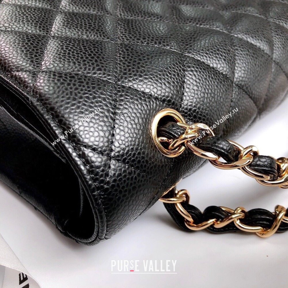 Chanel Quilted Grained Calfskin Jumbo Flap Bag 30cm A01113 Black/Gold 2024 (YUND-24111906)