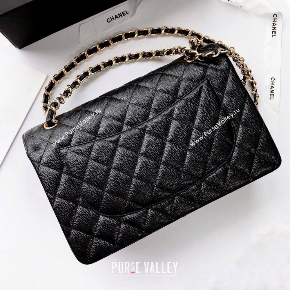 Chanel Quilted Grained Calfskin Jumbo Flap Bag 30cm A01113 Black/Gold 2024 (YUND-24111906)