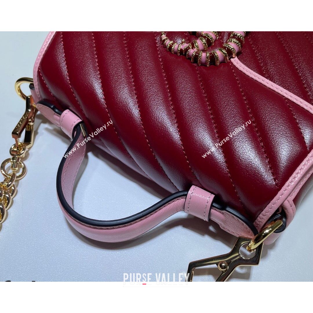 Gucci GG Marmont Leather Mini Bag 446744 Ruby Red/Pink 2021 (DLH-21072611)