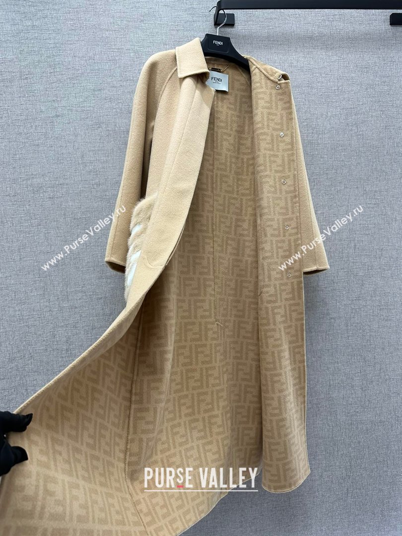 Fendi Coat with Mink Fur Pocket P102315 Brown 2023 (Q-23102315)