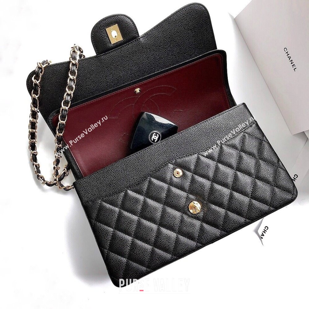 Chanel Quilted Grained Calfskin Jumbo Flap Bag 30cm A01113 Black/Gold 2024 (YUND-24111906)