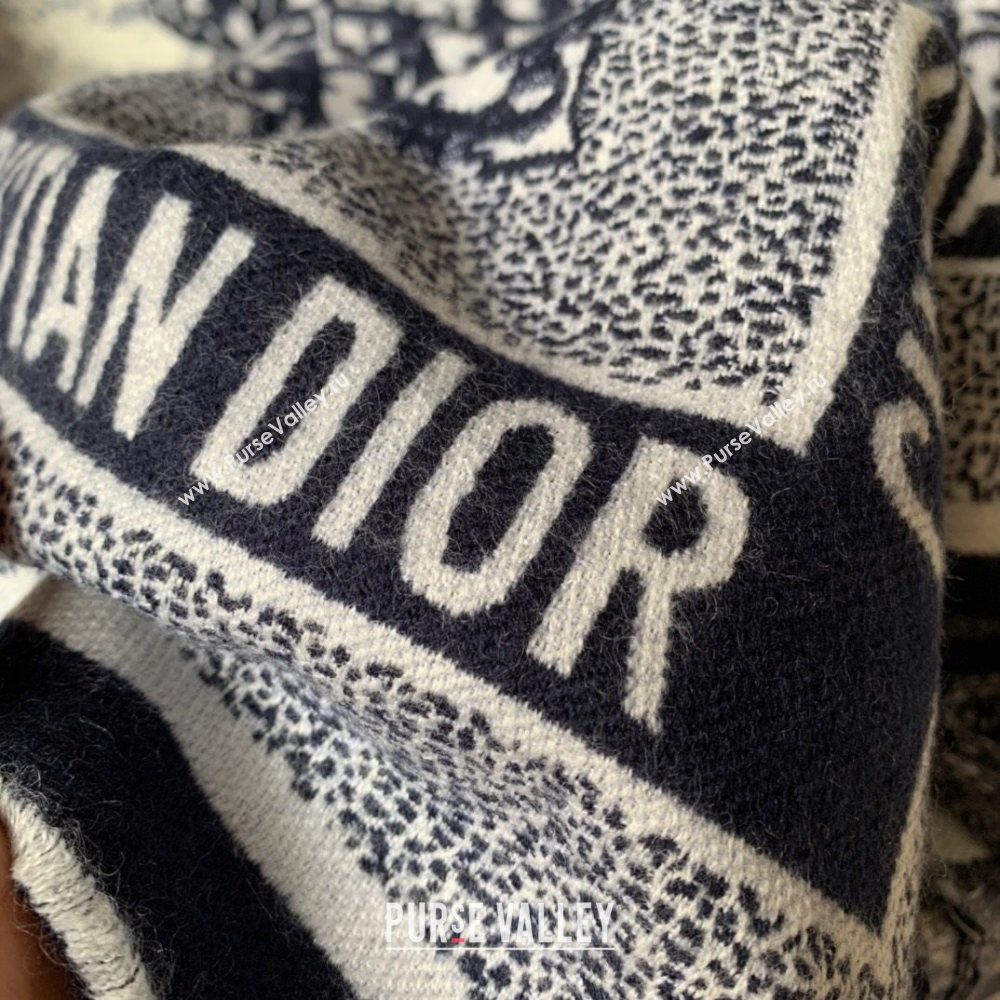 Dior Oblique Blanket in Navy Blue Wool and Cashmere 2020 (WNS-20111735)