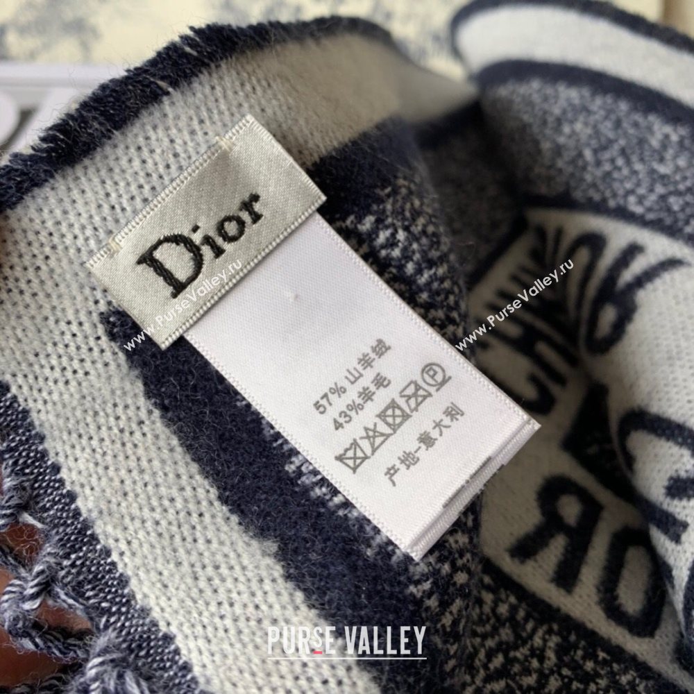 Dior Oblique Blanket in Navy Blue Wool and Cashmere 2020 (WNS-20111735)