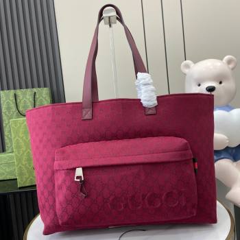 Gucci Large GG Canvas Tote Bag 802166 Rosso Ancora Red 2024 (XLU-24093019)