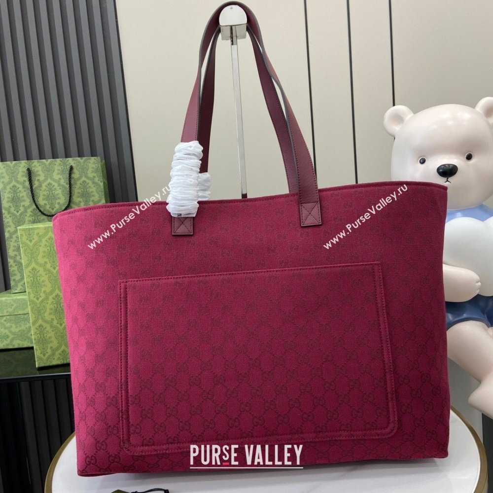 Gucci Large GG Canvas Tote Bag 802166 Rosso Ancora Red 2024 (XLU-24093019)