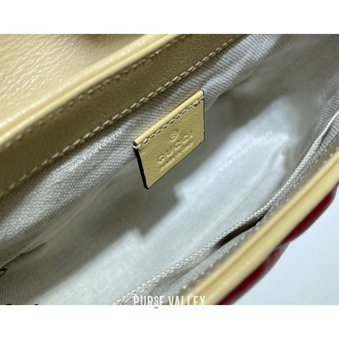 Gucci GG Marmont Leather Mini Bag 446744 Ruby Red/Navy Blue 2021 (DLH-21072612)