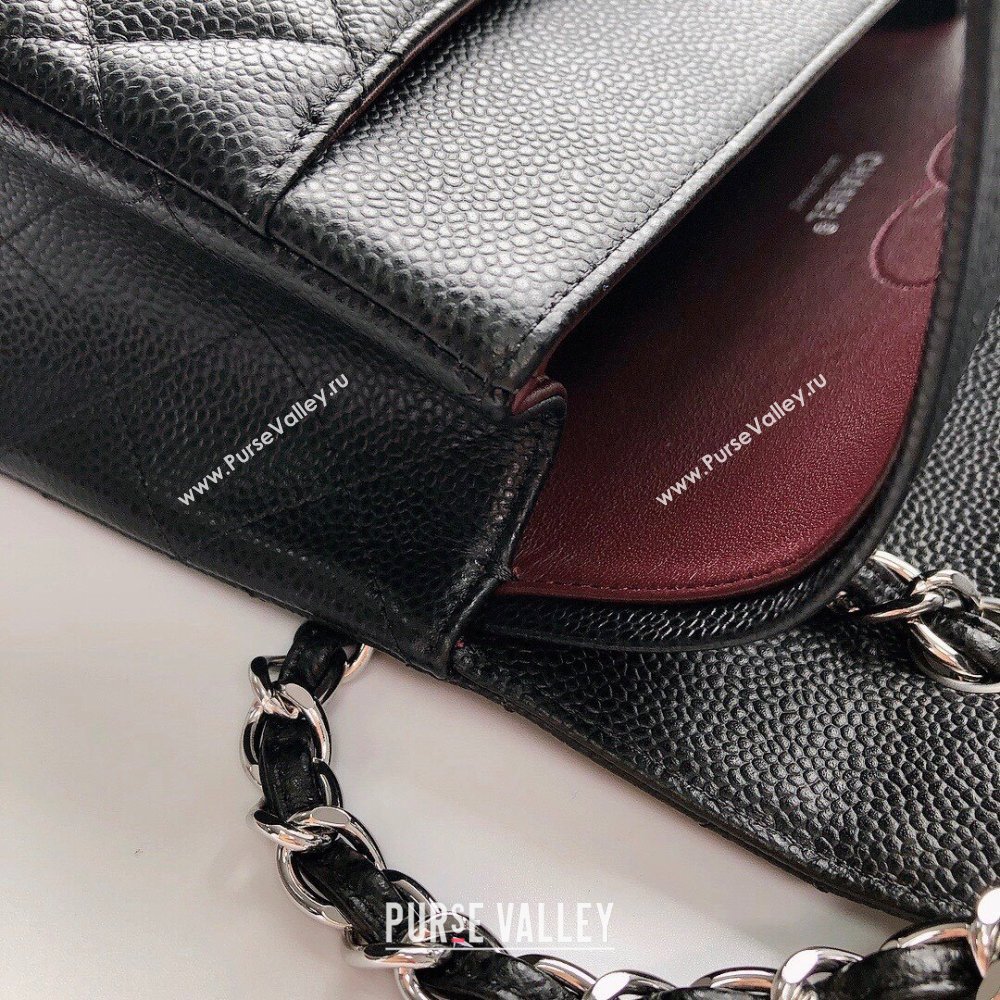 Chanel Quilted Grained Calfskin Jumbo Flap Bag 30cm A01113 Black/Silver 2024 (YUND-24111905)