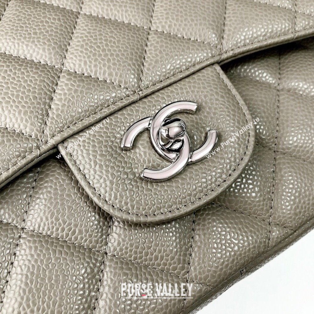 Chanel Quilted Grained Calfskin Jumbo Flap Bag 30cm A01113 Grey/Silver 2024 (YUND-24111903)