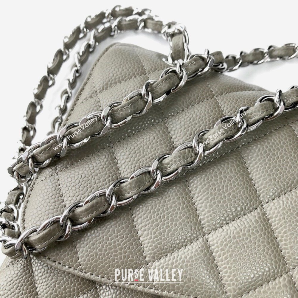 Chanel Quilted Grained Calfskin Jumbo Flap Bag 30cm A01113 Grey/Silver 2024 (YUND-24111903)