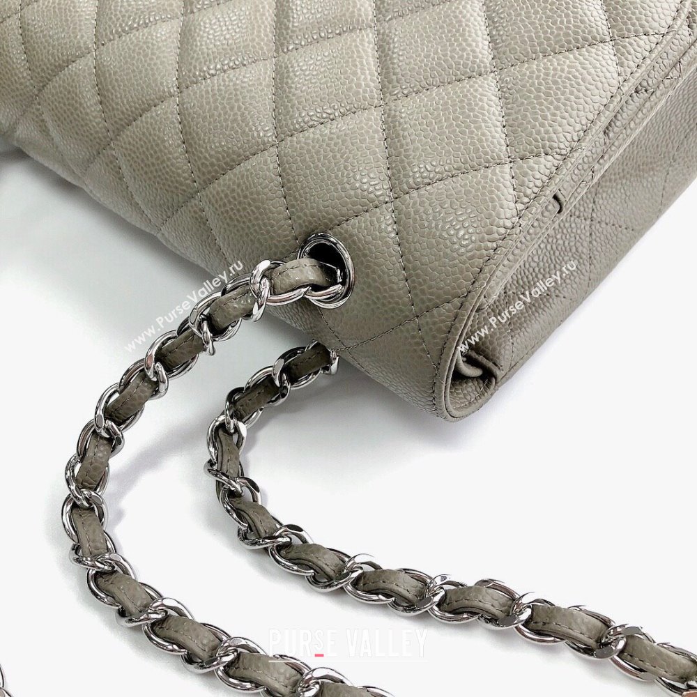 Chanel Quilted Grained Calfskin Jumbo Flap Bag 30cm A01113 Grey/Silver 2024 (YUND-24111903)