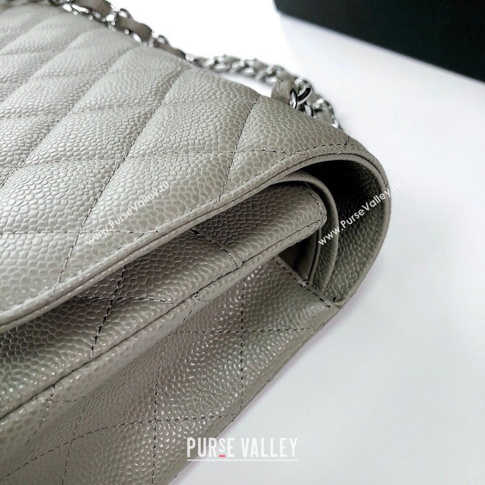 Chanel Quilted Grained Calfskin Jumbo Flap Bag 30cm A01113 Grey/Silver 2024 (YUND-24111903)