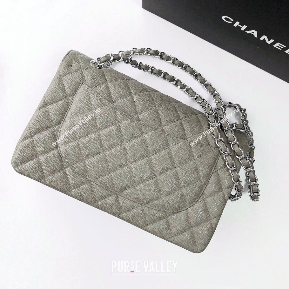 Chanel Quilted Grained Calfskin Jumbo Flap Bag 30cm A01113 Grey/Silver 2024 (YUND-24111903)