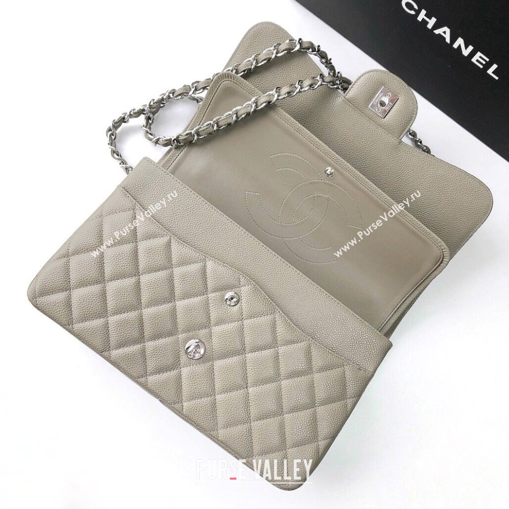 Chanel Quilted Grained Calfskin Jumbo Flap Bag 30cm A01113 Grey/Silver 2024 (YUND-24111903)