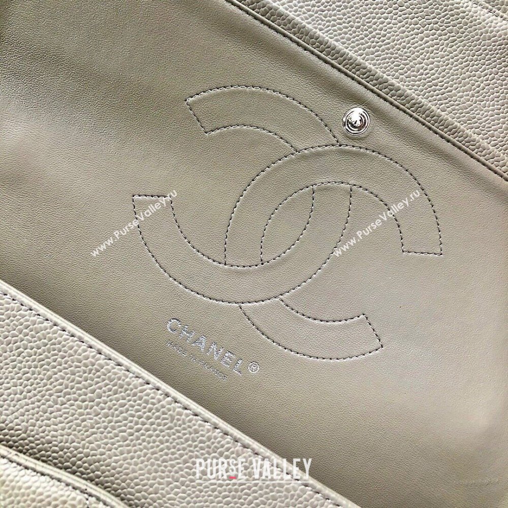 Chanel Quilted Grained Calfskin Jumbo Flap Bag 30cm A01113 Grey/Silver 2024 (YUND-24111903)