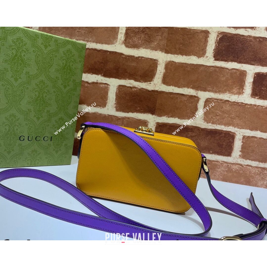 Gucci Leather Interlocking G Mini Bag 658230 Yellow/Purple 2021 (DLH-21072618)