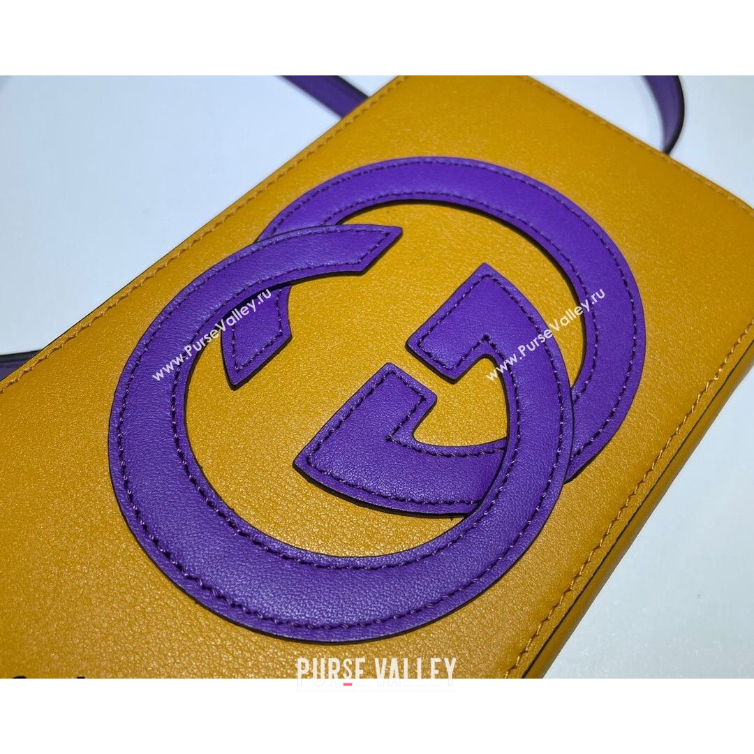 Gucci Leather Interlocking G Mini Bag 658230 Yellow/Purple 2021 (DLH-21072618)