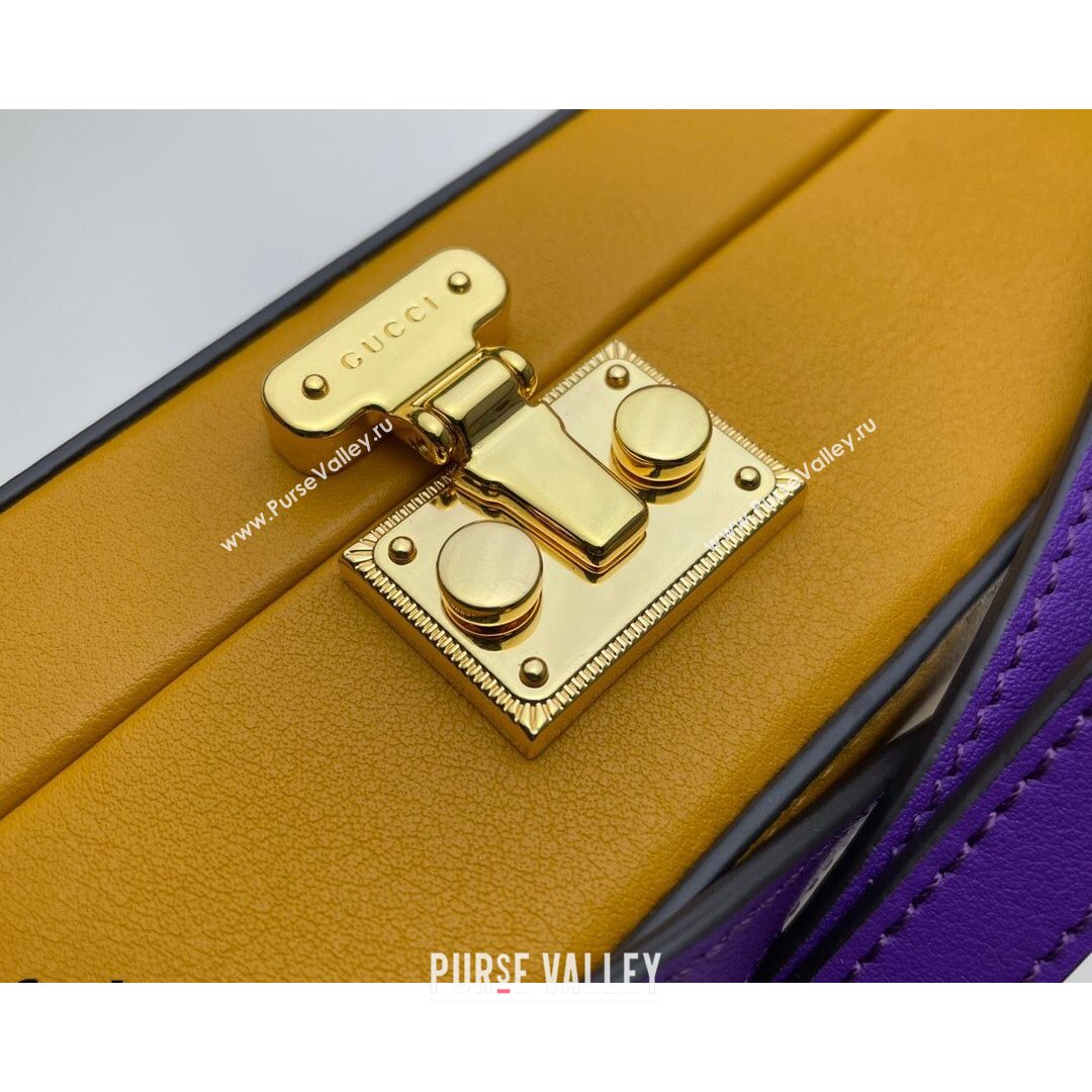 Gucci Leather Interlocking G Mini Bag 658230 Yellow/Purple 2021 (DLH-21072618)