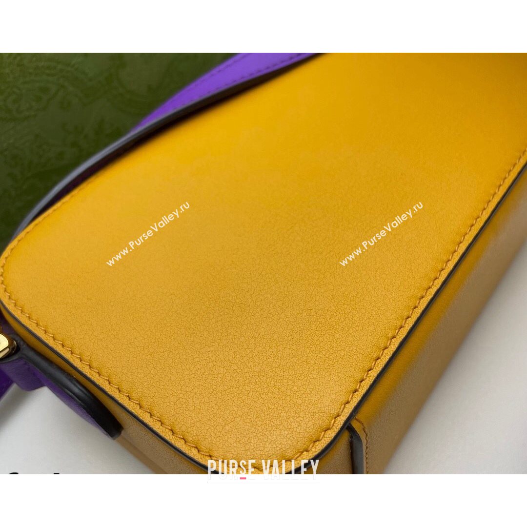Gucci Leather Interlocking G Mini Bag 658230 Yellow/Purple 2021 (DLH-21072618)