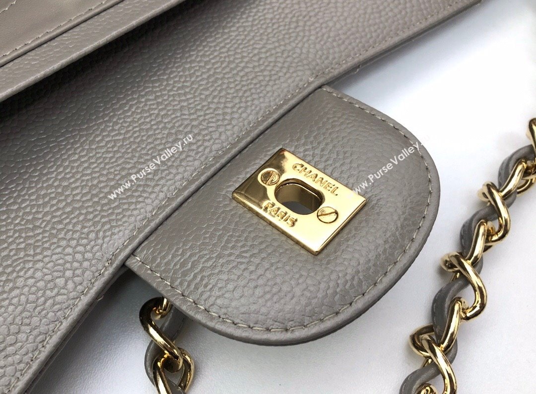 Chanel Quilted Grained Calfskin Jumbo Flap Bag 30cm A01113 Grey/Gold 2024 (YUND-24111904)