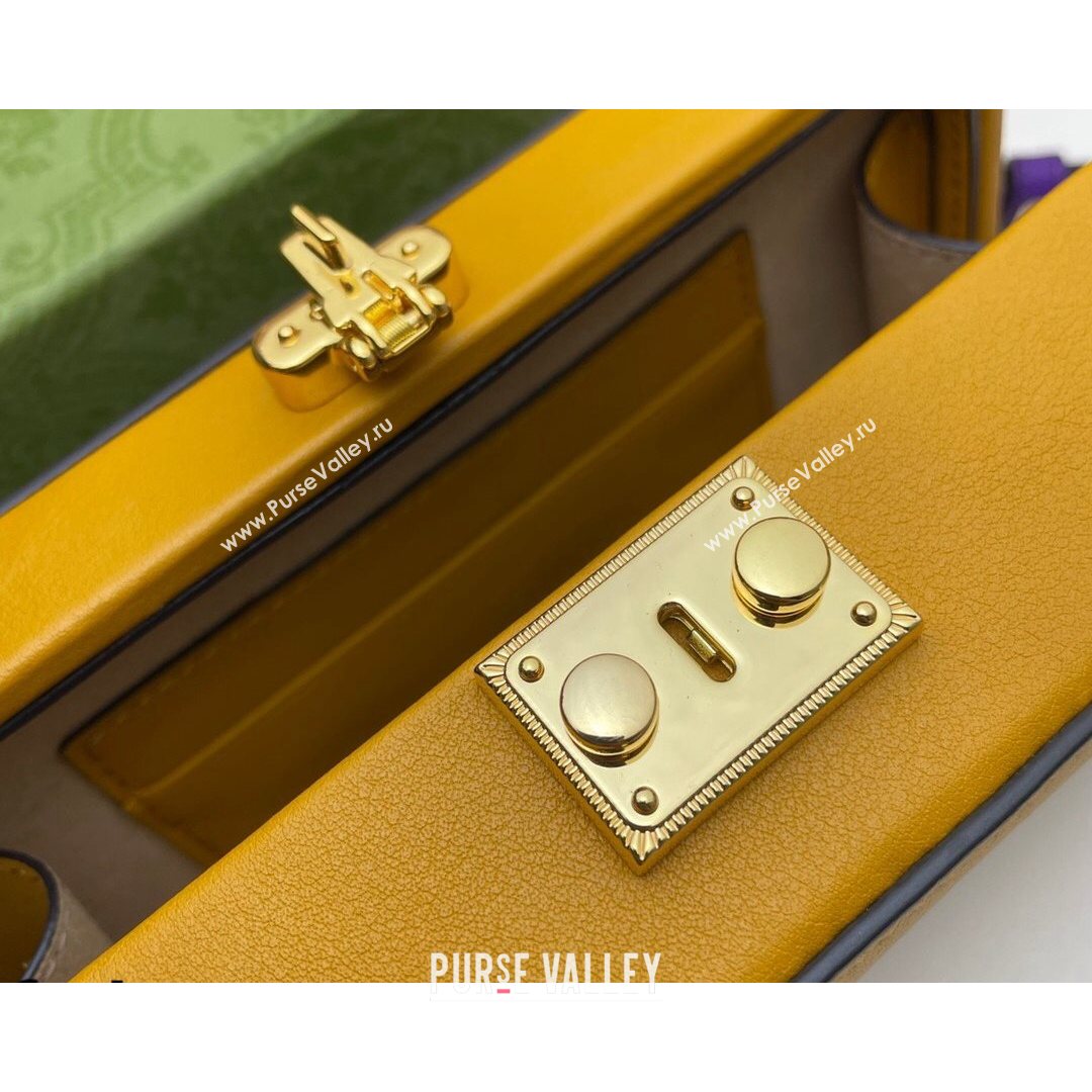 Gucci Leather Interlocking G Mini Bag 658230 Yellow/Purple 2021 (DLH-21072618)