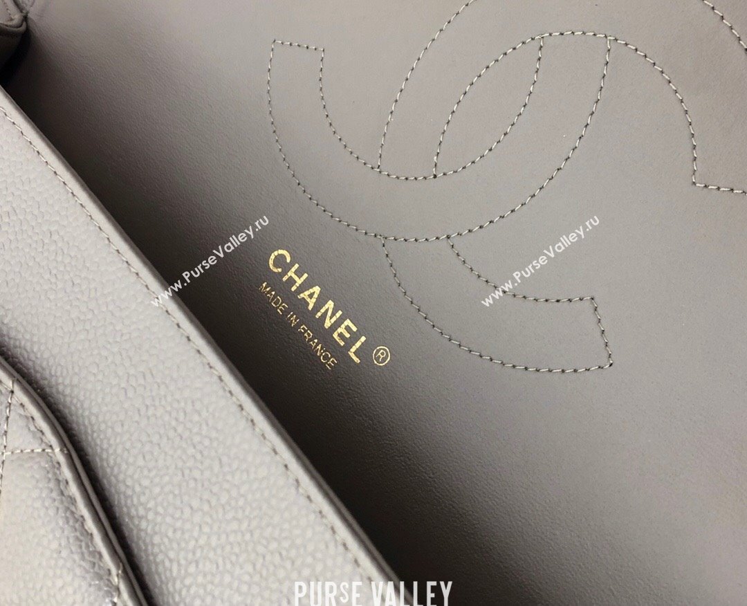 Chanel Quilted Grained Calfskin Jumbo Flap Bag 30cm A01113 Grey/Gold 2024 (YUND-24111904)