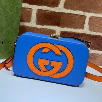 Gucci Leather Interlocking G Mini Bag 658230 Blue/Orange 2021 (DLH-21072617)