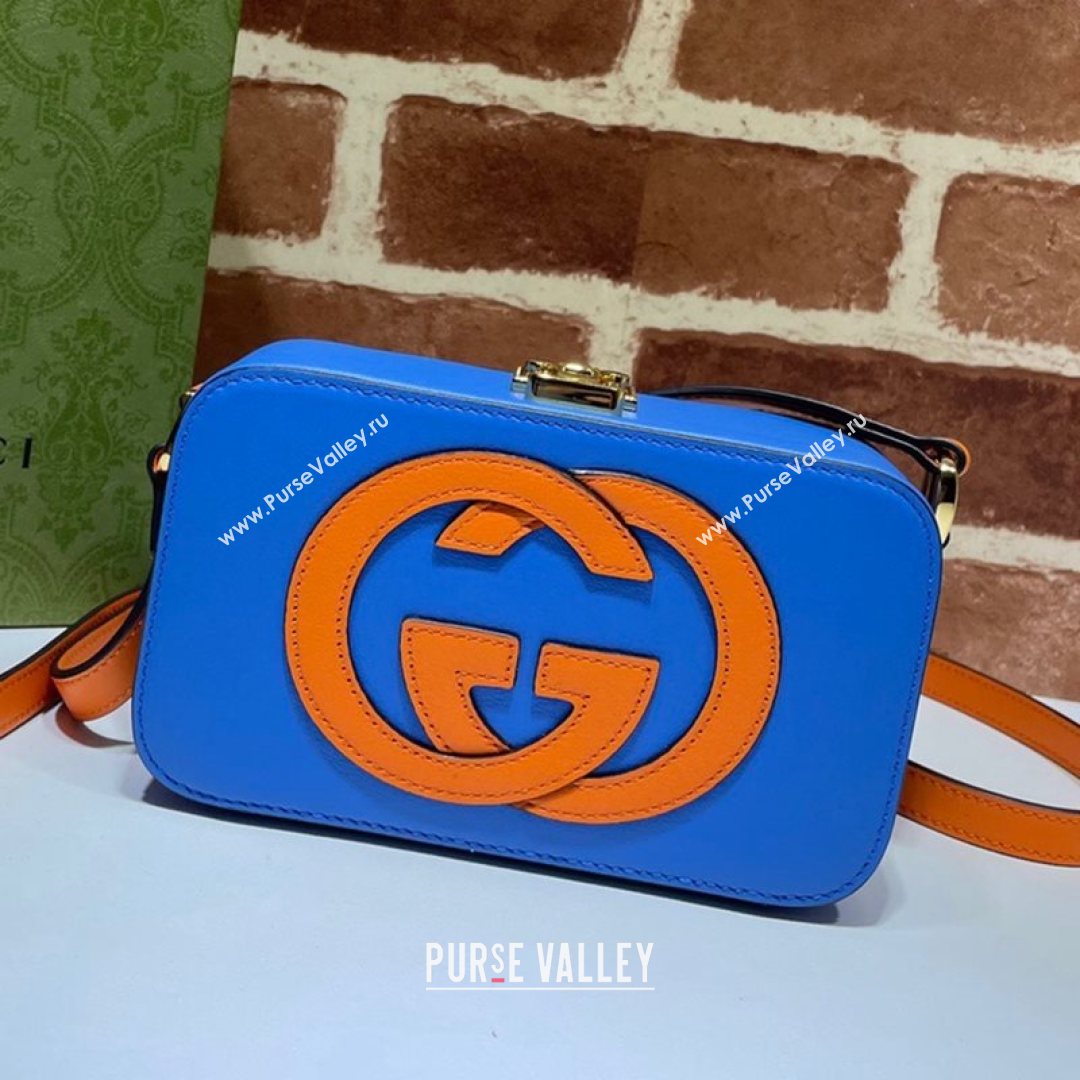 Gucci Leather Interlocking G Mini Bag 658230 Blue/Orange 2021 (DLH-21072617)