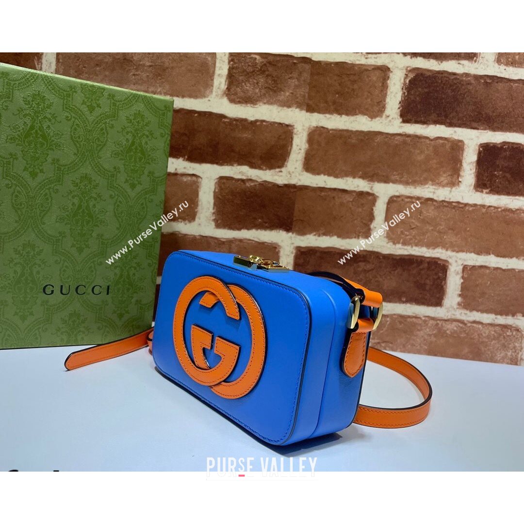 Gucci Leather Interlocking G Mini Bag 658230 Blue/Orange 2021 (DLH-21072617)